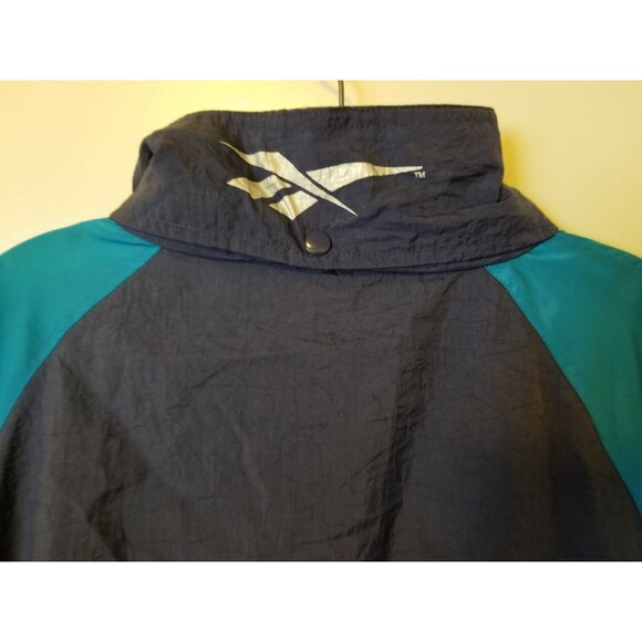 VTG Reebok Wind Breaker Nylon Jacket Embroidered Logo White Blue Track XL - Picture 10 of 11